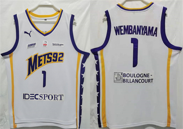 Boulogne-Levallois Metropolitans 92 #1 Victor Wembanyama White Stitched Jersey